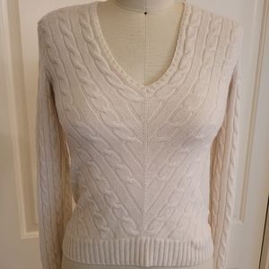 Ralph Lauren Black Label Cream Cashmere Sweater Size M Slim Fit